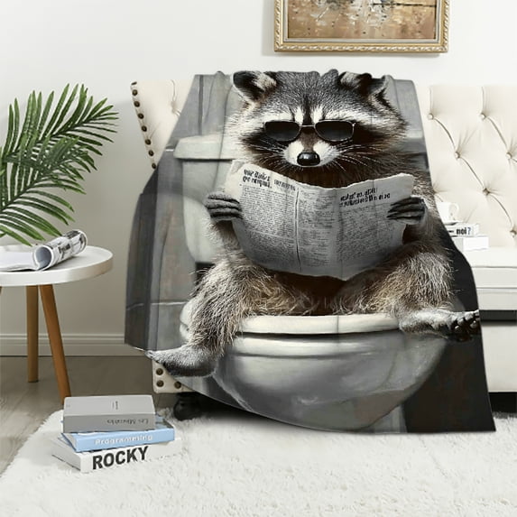 Autua Raccoon Blanket for All Seasons, Soft Flannel Fabric, Warm and Breathable, Multiple Sizes 50x60in
