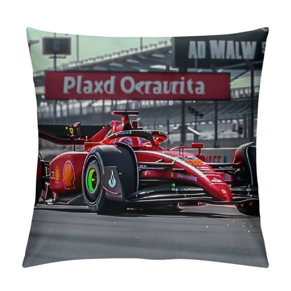 Autua Race Car Track Sign Graphic Decorative Throw Pillow Cover Short Plush Cushion for Home Couch Living Room Bed Sofa 1PC 20x20in