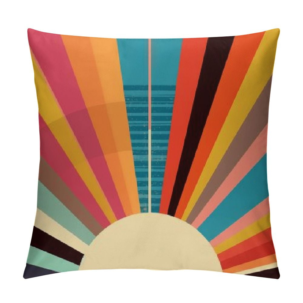 Autua Rainbow Colors Graphic Decorative Pillow Cover for Home Couch