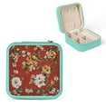 thumbnail image 1 of Autua Red Floral Pattern Flexible Storage Jewelry Box for Travel Green, 1 of 5
