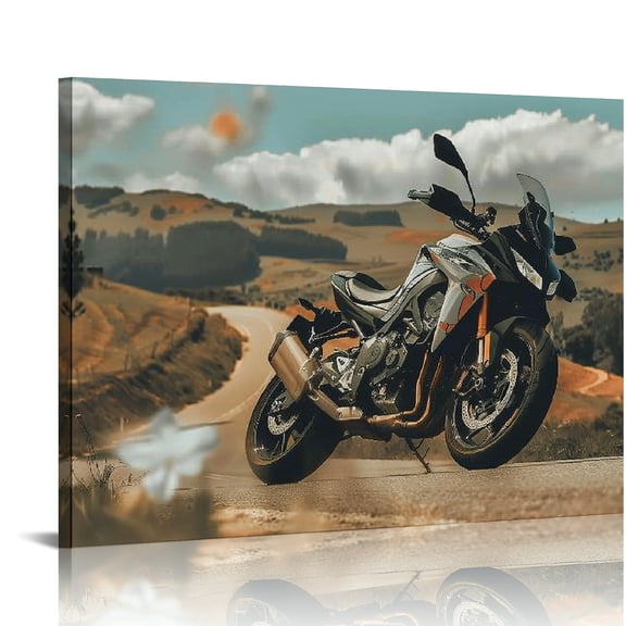 Autua Road Hill Wall Decor Canvas Art Print for Living Room Bedroom Home Office Aesthetic Decoration, Quality Material, Wonderful Gift, Easy to Frame 16x12in