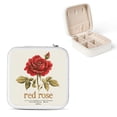 thumbnail image 1 of Autua Rose Leaves Golden Base Travel Jewelry Box for Necklaces, Rings, Earrings - Compact Size, Multiple Storage Spaces, Zipper Closure White, 1 of 5