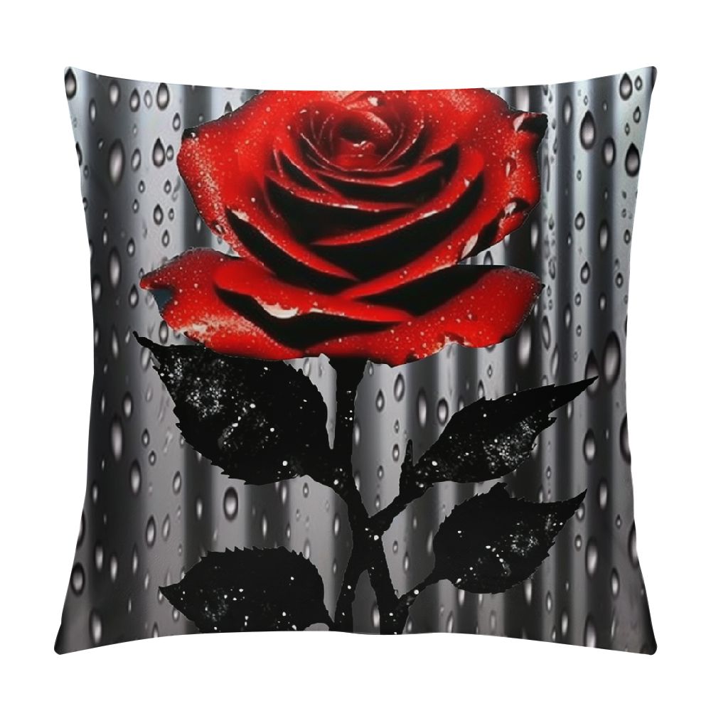 Autua Rose Water Drops Gothic Art Graphic Decorative Pillow Cover for ...