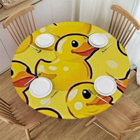 Autua Rubber Ducks Round Tablecloth - Stain-Resistant & Washable for Indoor/Outdoor Use - Ideal for Restaurants, Weddings, and Parties - Various Sizes Available 42"-46