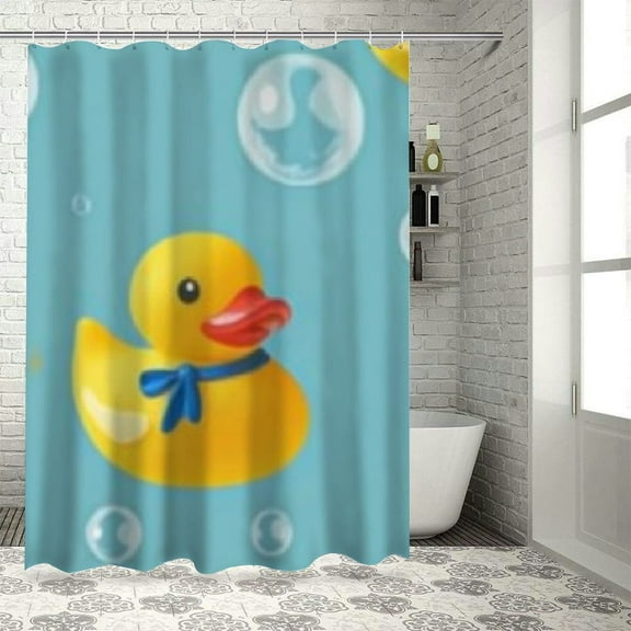 Autua Rubber Ducks Theme Bathroom Decor Set with Hooks 100% Polyester Bathroom Shower Curtain Home Bathtubs Decoration 60"x72