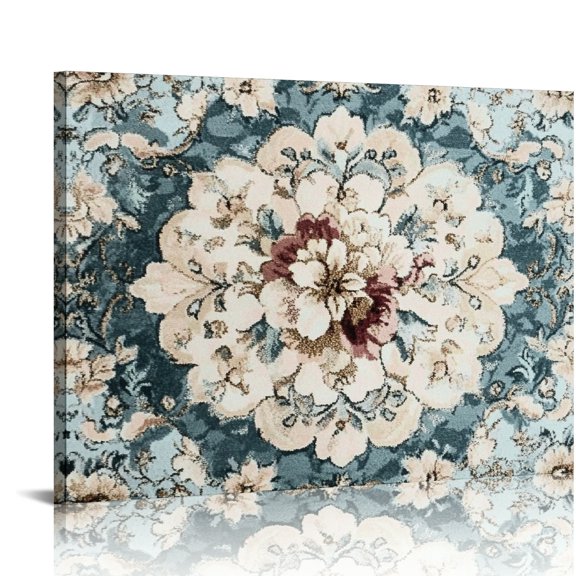 Autua Rug Flower Design Baroque Art Modern Canvas Prints Wall Decor 16x12in