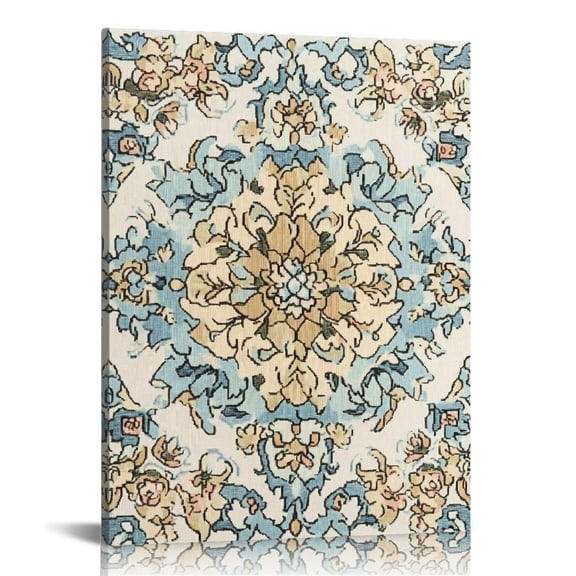 Autua Rug Flower Design Rococo Canvas Wall Art for Home Decor 12x16 in