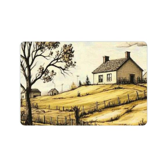 Autua Rural Landscape Farmhouse Tree Diatom Mud Mats Non-Slip Home 24x16in