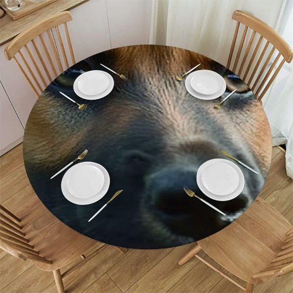 Autua Sad Dog Round Tablecloth Stain-Resistant Washable Indoor Outdoor Tablecloth for Restaurants Weddings Parties Full Width Single-Sided Printing 54"-58