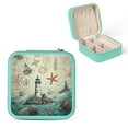 thumbnail image 1 of Autua Sea Life Lighthouse Ocean Jewelry Box for Necklaces, Rings, Earrings - Compact Travel Case with Multiple Storage Spaces Green, 1 of 5