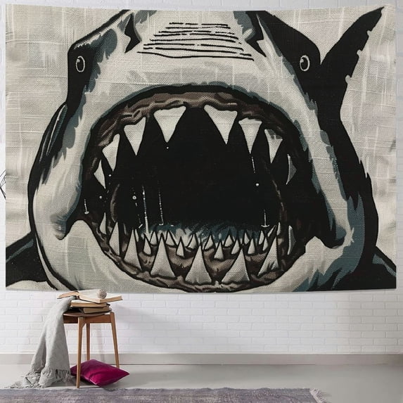 Autua Shark Teeth Tapestry Wall Hanging Unique Style Graphic Tapestries for Home Wall Decor Art Living Room Bedroom Dorm 50x40inch