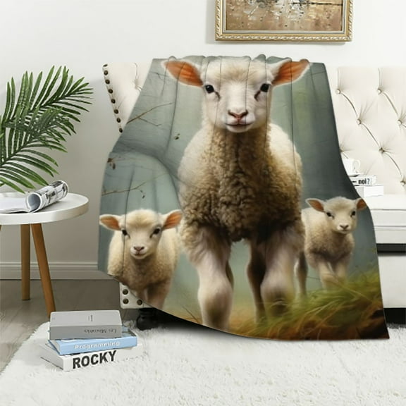Autua Sheep Forest Baby Sheep Warm Lightweight Blanket Soft Fleece Blankets Throw Blanket All Seasons Sofa Decor Cow Gifts All Seasons Plush Blankets 40x50in