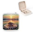 thumbnail image 1 of Autua Shell Sun Beach PU Leather Jewelry Box, Flexible Storage for Necklace, Ring, Earring White, 1 of 5
