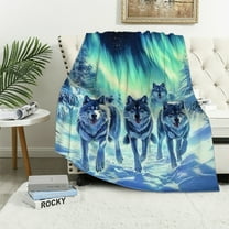 Autua  Sherpa Blanket White Wolves Kids Throw Blanket Arctic Animal Fleece Blanket for Boys Girls Bed Sofa Couch,Wildlife Snow Wolf Plush Bed Blanket 40x50in
