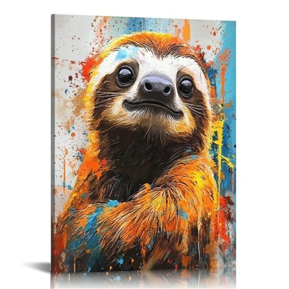 Autua Sloth Canvas Print Art Modern Wall Decor for Home and Office 16x20in