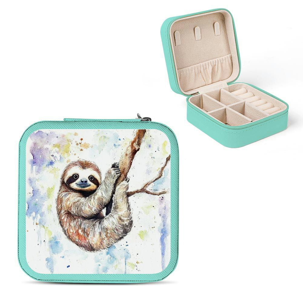 Autua Sloth Tree Branch Watercolor Flexible Storage Jewelry Box ...