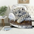 thumbnail image 1 of Autua Snow Leopard Throw Blanket Soft Plush Blankets for All Seasons Flannel Fabric Heat Transfer Printing Multiple Sizes High Quality Material Multi-Purpose Easy Care 40x50in, 1 of 6