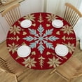 thumbnail image 1 of Autua Snowflake Hearts Folk Art Round Tablecloth Stain-Resistant 100% Polyester 42"-46, 1 of 8