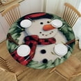 thumbnail image 1 of Autua Snowman Wreath Pine Tree Round Tablecloth 100% Polyester 60 Inch 54"-58, 1 of 8