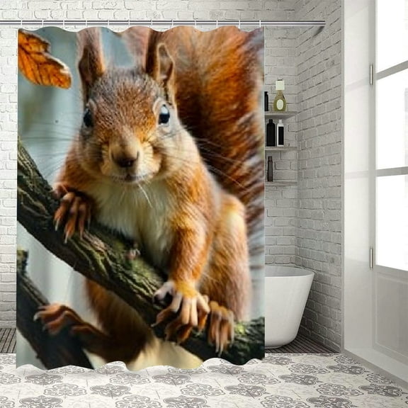 Autua Squirrel Theme Shower Curtain for Bathroom Modern Chic Decor with Hooks 69"x72