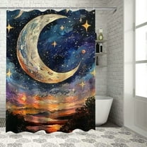 Autua Stars Moon Sky Home Bathtubs Bathroom Curtain Decoration Shower Curtain with Hooks 36"x72
