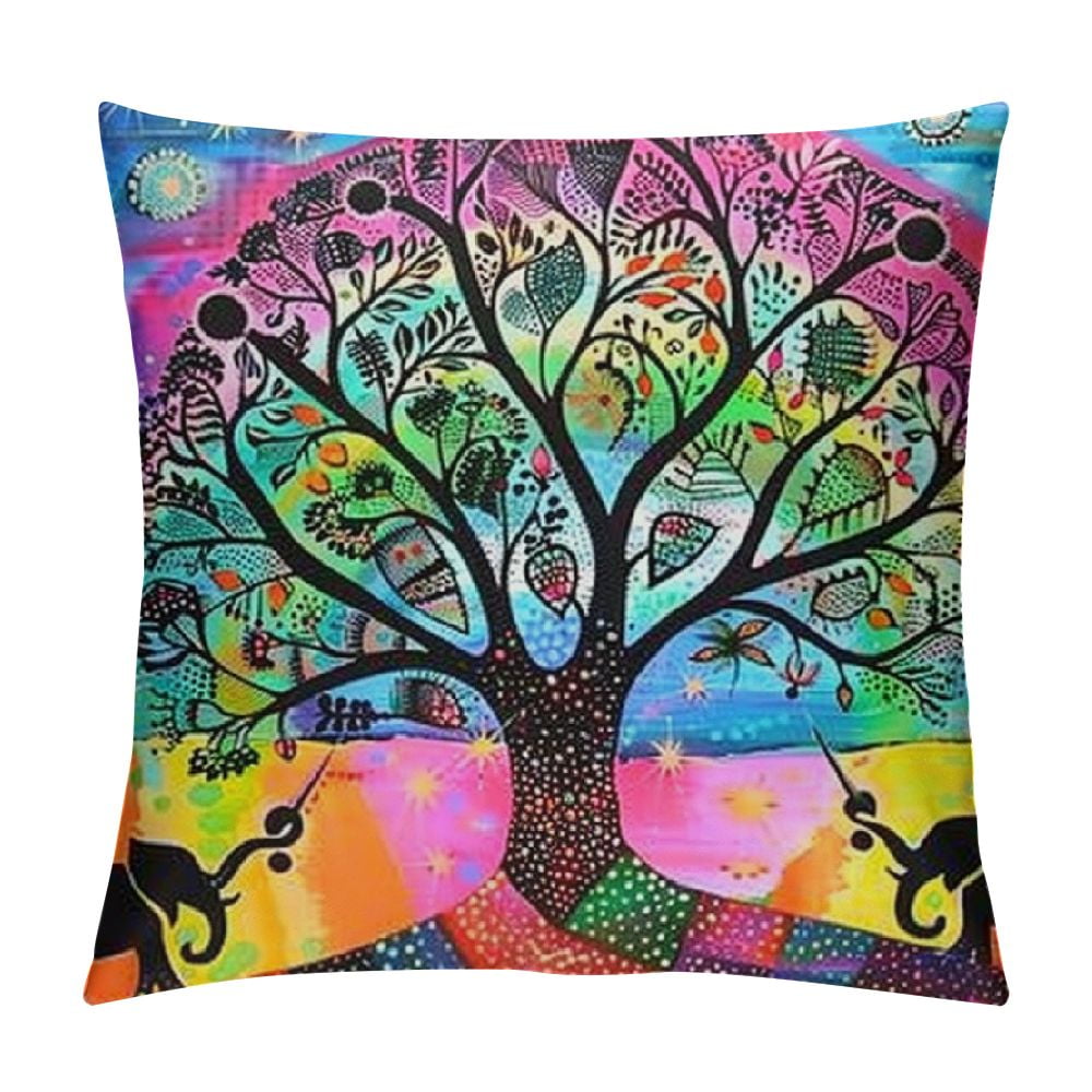 Autua Stars Rainbow Organic Painting Graphic Decorative Cushion Throw