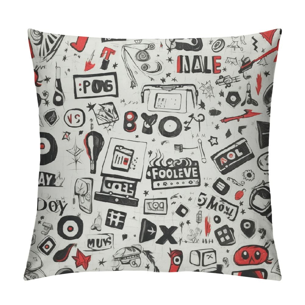 Autua Stickers Words Symbols Graphic Decorative Cushion Throw Pillow