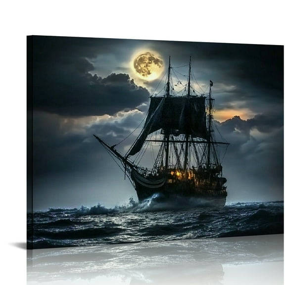 Autua Stormy Sea Canvas Prints Wall Art Ready To Hang Home Decor 16x12in