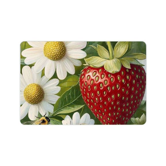 Autua Strawberry Daisy Bee Fast Absorption Home Bath Mat 24x16in