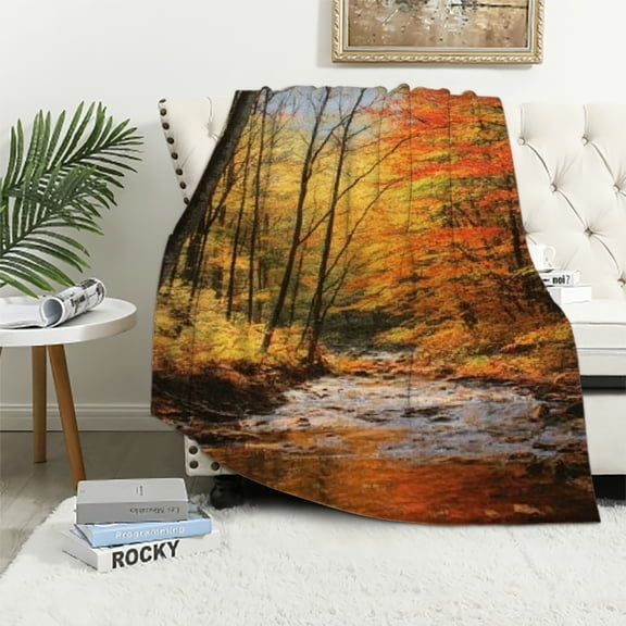 Autua Stream Forest Fall Colors Soft Plush Blanket for All Seasons 40x50in
