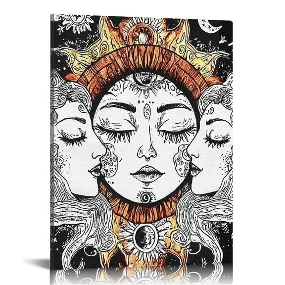 Autua Sun Moon Psychedelic Canvas Wall Art Home Decor 16x20 16x20 in