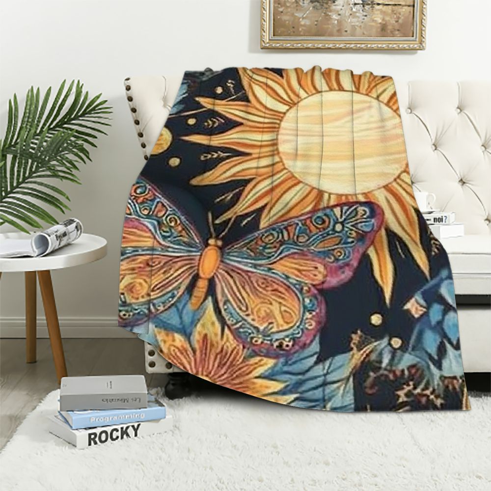 Autua for Sun and Moon Throw Blanket Soft Stars Blankets Plush Comfy