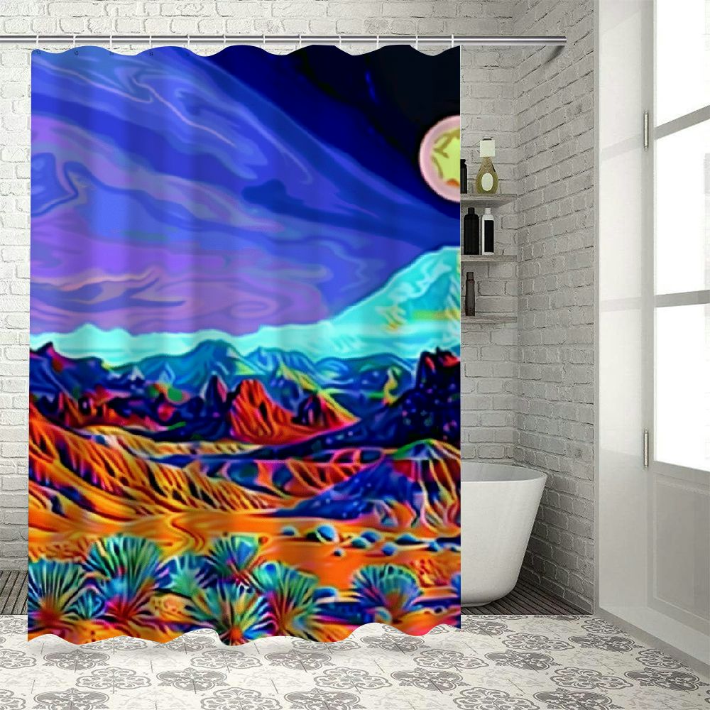 Autua Sun Mountains Bathroom Shower Curtain Set with Hooks 100