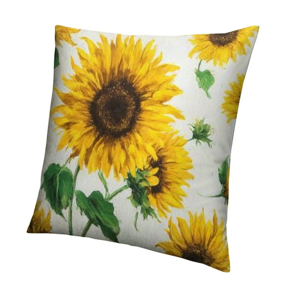 Autua Sunflower Pillow Still Life Zipper Closure Home Furnishing 12x12in