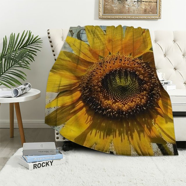 Autua Sunflower Warm Lightweight Blanket Soft Fleece Throw Blanket All