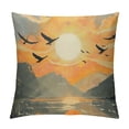 thumbnail image 1 of Autua Sunset Birds Mountains Graphic Decorative Cushion Throw Pillow Cover for Home Couch Living Room Bed Sofa Short Plush All Year Use Printed on Both Sides 1PC 20x20in, 1 of 5