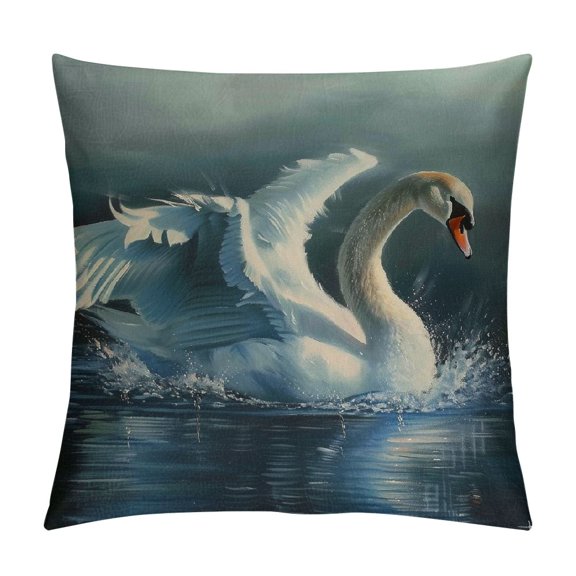 Autua Swan Water Wings Graphic Decorative Pillow Cover for Home Couch Living Room Bed Sofa - Soft and Durable 1PC 12x12in