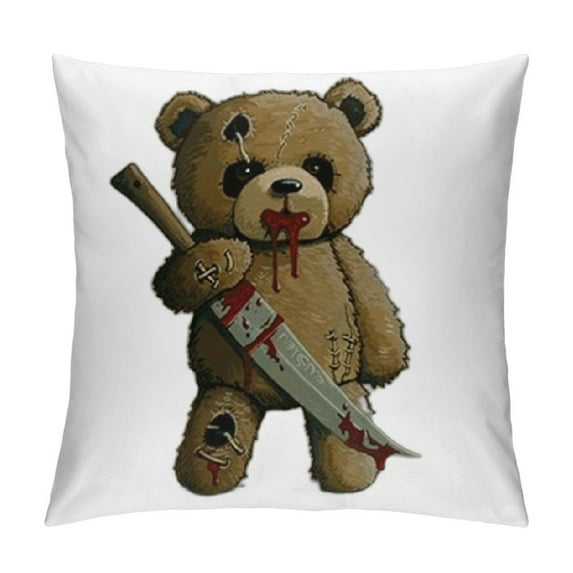 Autua Teddy Bear Graphic Decorative Cushion Throw Pillow Cover Home Couch Living Room Sofa - Short Plush High-Quality 1PC 24x24in