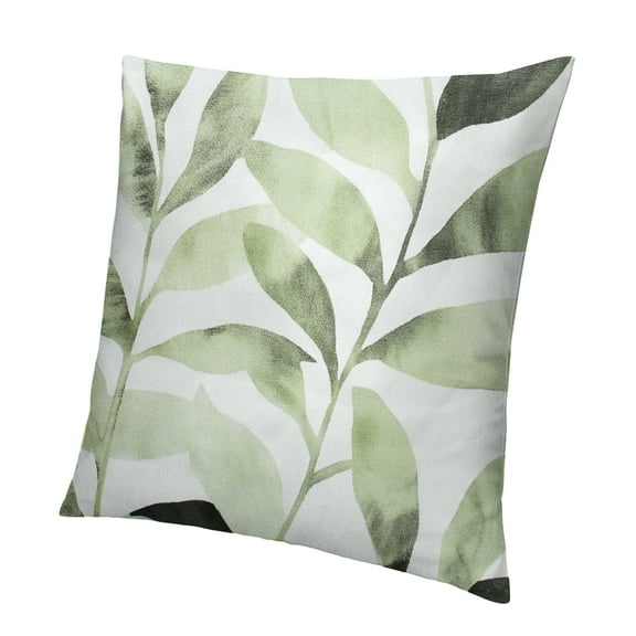 Autua Throw Pillow Covers Decorative Cozy Fleece Modern Abstract Plant Leaves Cushion Cases for Couch Bed Sofa Farmhouse Decoration Sage Green 12x12in