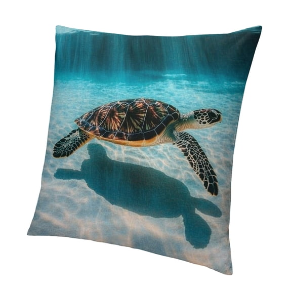 Autua Throwing cushion cover, turtle cotton linen, square cushion cover, standard pillowcase, men's and women's home décor, sofa, armchair, bedroom, living room 24x24in