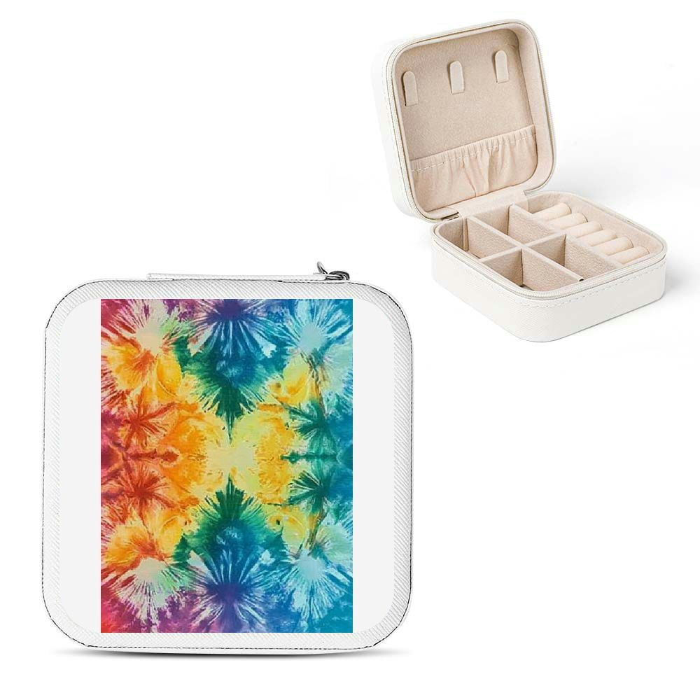 Autua Tie Dye Travel Jewelry Box Psychedelic Art for Accessories White ...
