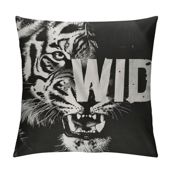 Autua Tiger Graphic Decorative Short Plush Throw Pillow Cover for Home Couch Living Room Bed Sofa - Aesthetic Decorative 1PC 18x18in