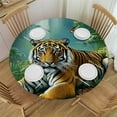 thumbnail image 1 of Autua Tiger Jungle Waterfall Round Tablecloth Stain-Resistant 100% Polyester 38"-42, 1 of 8