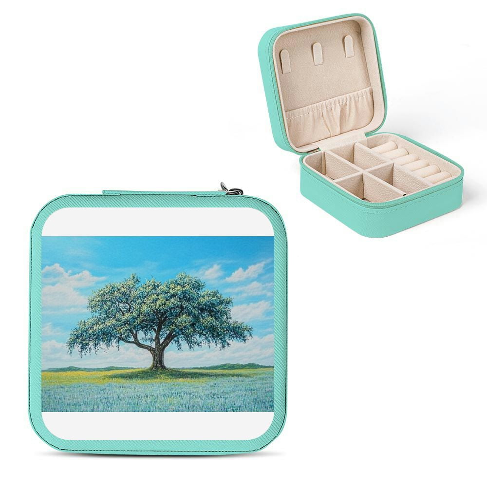 Autua Tree Field Sky Jewelry Box Compact Size Travel Case Green ...