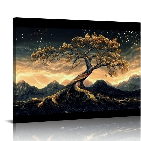 Autua Tree Mountain Sky Art Modern Canvas Prints Wall Decor 16x12in