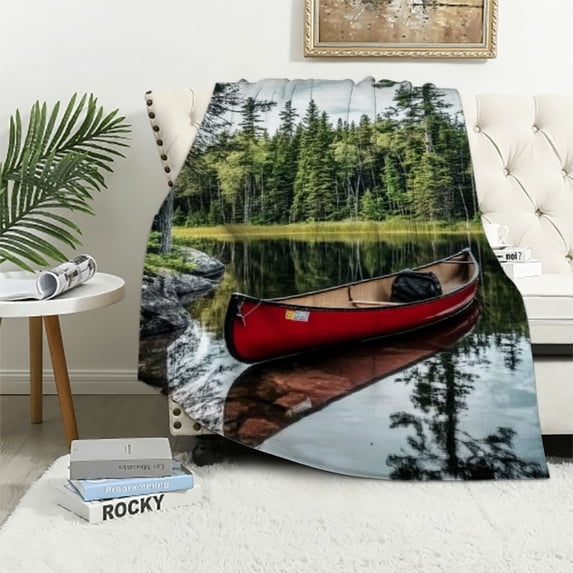 Autua Trees Water Reflection Warm Lightweight Blanket Soft Fleece Blankets Throw Blanket Living Rooms Sofa Decor Cow Gifts All Seasons Flannel Material Blanket 50x60in