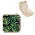 thumbnail image 1 of Autua Tropical Leaves Travel Jewelry Case Organizer for Necklace, Ring, Earring - Compact Size with Multiple Storage Spaces and Zipper Closure Pink, 1 of 5