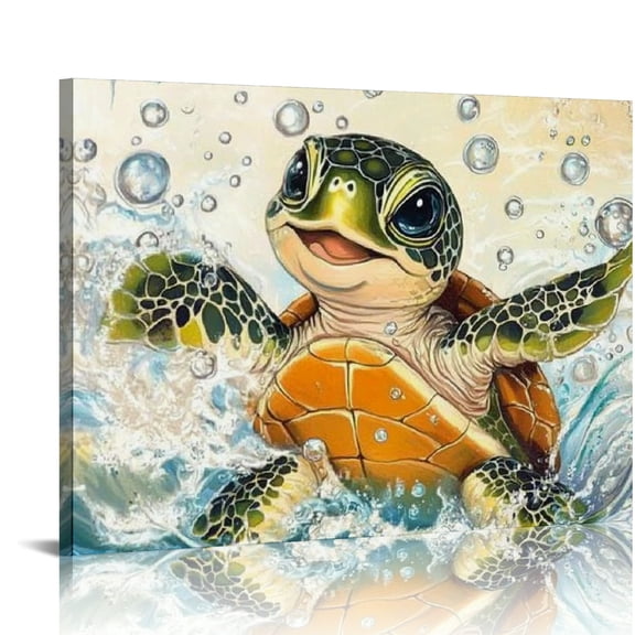 Autua Turtle Canvas Wall Art Print for Living Room Bedroom Home Office Decor, High Resolution Image, Handmade, Waterproof, Tear Resistant, Perfect Gift 16x12in