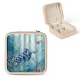 thumbnail image 1 of Autua Turtle Sea Life Underwater Mini Jewelry Travel Case with Multiple Storage Spaces for Necklace, Ring, Earring - Compact Size, Zipper Closure Pink, 1 of 5