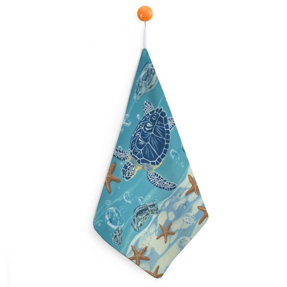 Autua Turtle Starfish Ocean QuickDry Hand Towels 11.8x11.8in for